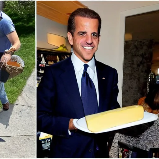 Prompt: Hunter Biden addicted to cheese, highly detailed photo