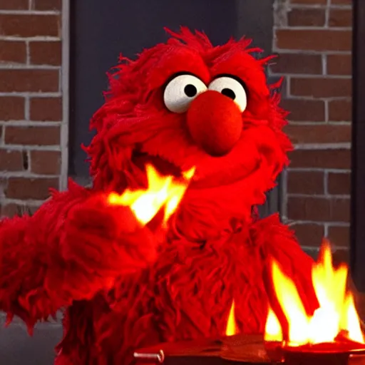 Image similar to Elmo burning alive