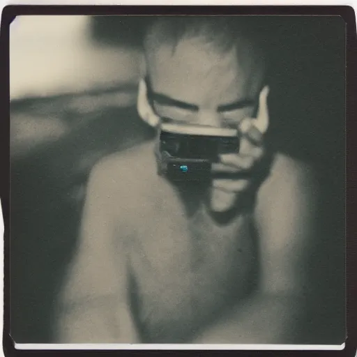 Prompt: polaroid of a faceless man