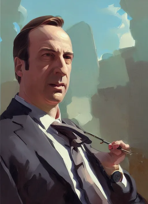 Prompt: portrait of saul goodman, medium closeup, lawyer clothing, painting by sargent and leyendecker, asymmetrical, intricate, elegant, matte painting, illustration,, by rhads, by greg rutkowski, by greg tocchini, by james gilleard, by joe fenton