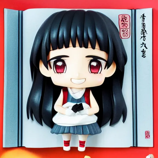 Image similar to line art character face portrait of a singular kawaii chibi in the sytle of colored book, in simple background, nendoroid eyes, anime waifu, ukiyoe