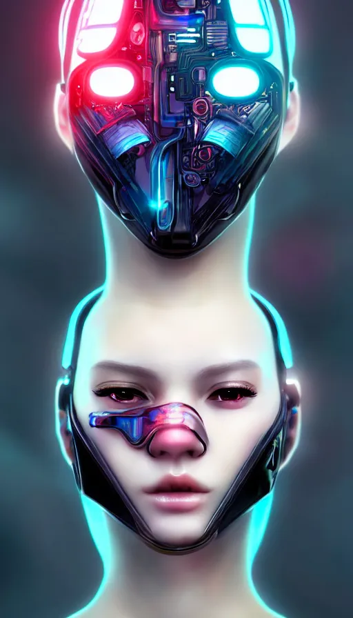 Image similar to face mask on beautiful woman face, cyberpunk art by kuno veeber, cgsociety, computer art, ultra detailed, futuristic, anime aesthetic