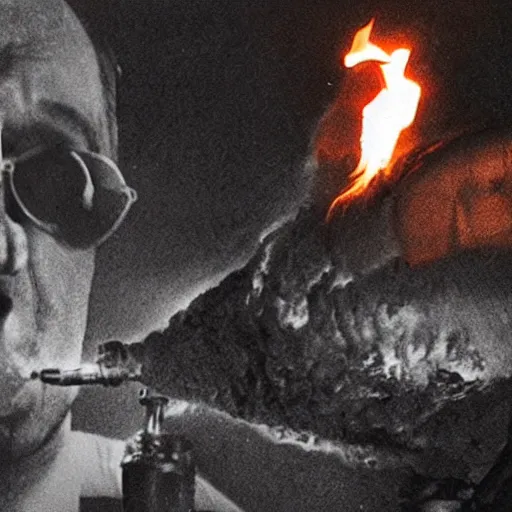 Prompt: photo of alex jones burning in hell