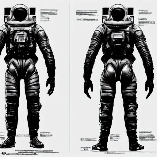 Prompt: Front, side and back character view of Astronaut from Kojima Productions by Artgem and Donato Giancola, trending on Artstation concept arts