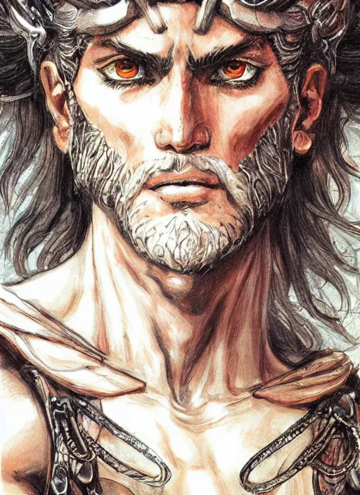 Image similar to close up concept art of an ancient greek character, by ayami kojima