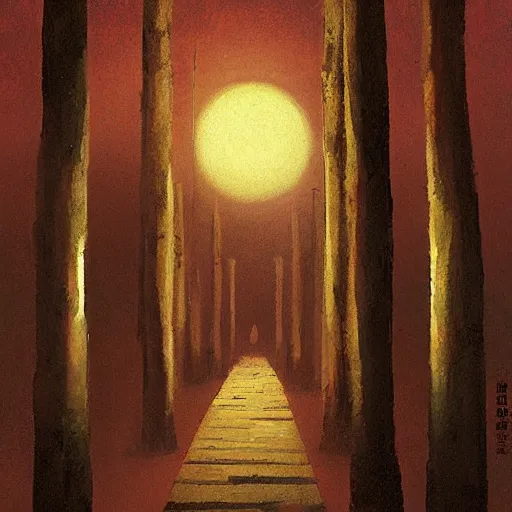 Image similar to Japanese Torii,night , by Grzegorz Rutkowski