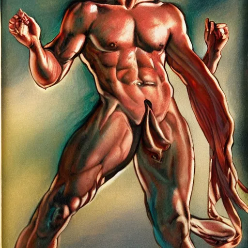 Image similar to god in tupperware in the style of boris vallejo