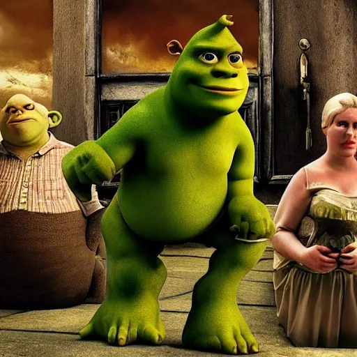 Image similar to “ lars von trier movie ” morphed with shrek 1 0 2 4 x 1 0 2 4