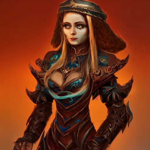 Image similar to beautiful earthen sorceress wearing wooden armor, trending on artstation, ultra fine detailed, hyper detailed, hd, concept art, digital painting