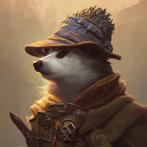 Image similar to a detailed portrait of a badger wizard, by justin gerard and greg rutkowski, digital art, realistic painting, dnd, character design, trending on artstation