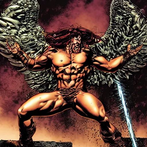 Image similar to gabriel angelos warcry by mike deodato