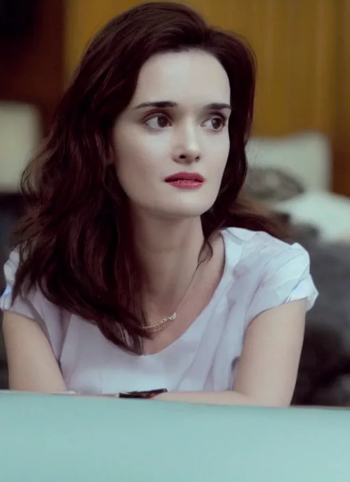 Image similar to Young Winona Ryder in Wolf of Wallstreet, HD screenshot