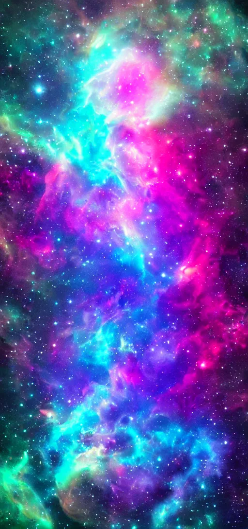 Image similar to Deep space scene nebula. Artgerm. psychedelic. neon colors