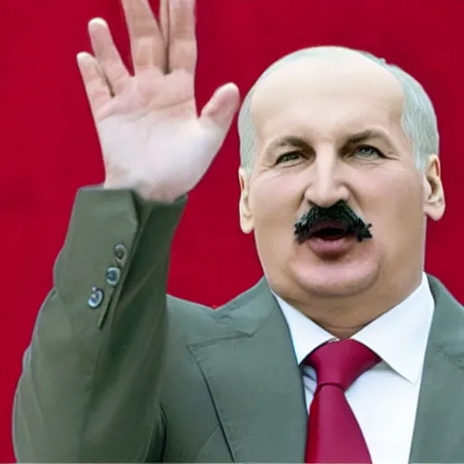 Image similar to Alexander Lukashenko as the American Psycho, devilishly holding earth in his hands