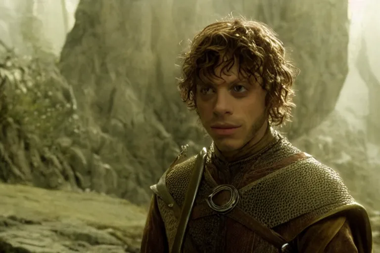 Image similar to francois arnaud plays an elf in the lord of the rings return of the king, highly detailed, cinematic lighting, 4 k, arricam studio 3 5 mm film camera, kodak 5 2 7 9 ( tungsten - balanced ) film stock