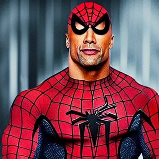 Image similar to dwayne johnson as spiderman