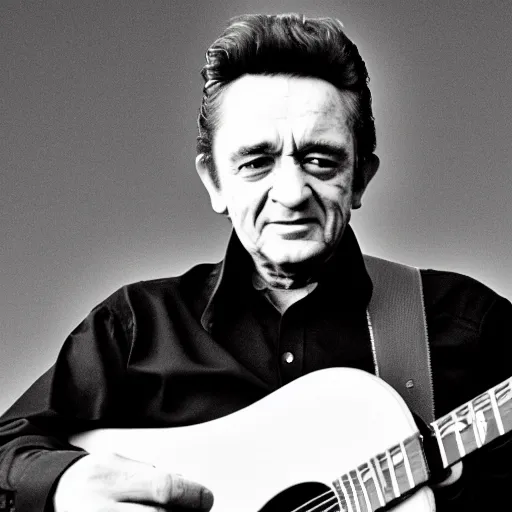 Prompt: high quality photo of johnny cash on a narrow boat smiling