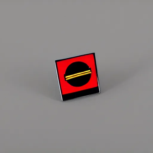 Image similar to a photo of a retro 1 9 5 0 s minimalistic simple clean fire warning enamel pin, no text, studio lighting, behance