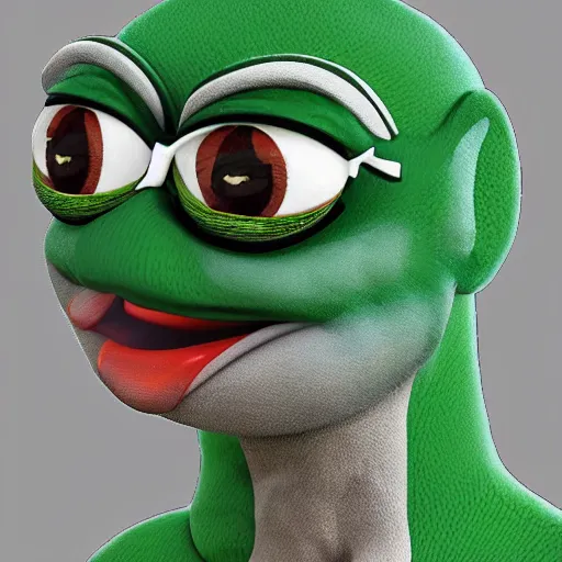 Prompt: a detailed render of pepe meme