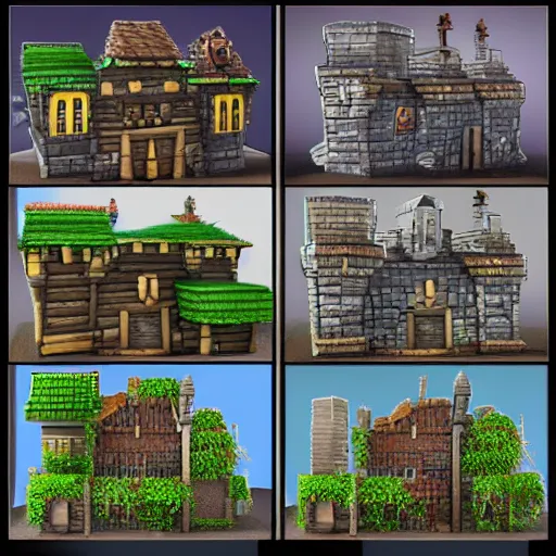 Prompt: realistic townscaper buildings