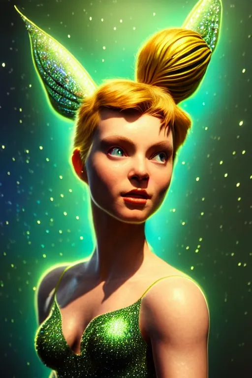 Prompt: hyperrealistic mixed media painting of tinker bell, full body, stunning 3d render inspired art by P. Craig Russell and Barry Windsor-Smith + perfect facial symmetry + dim volumetric lighting, 8k octane beautifully detailed render, post-processing, extremely hyperdetailed, intricate, epic composition, grim yet sparkling atmosphere, cinematic lighting + masterpiece, trending on artstation, very very detailed, masterpiece, stunning