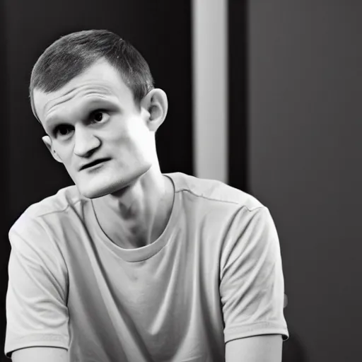Prompt: vitalik buterin watching over the world