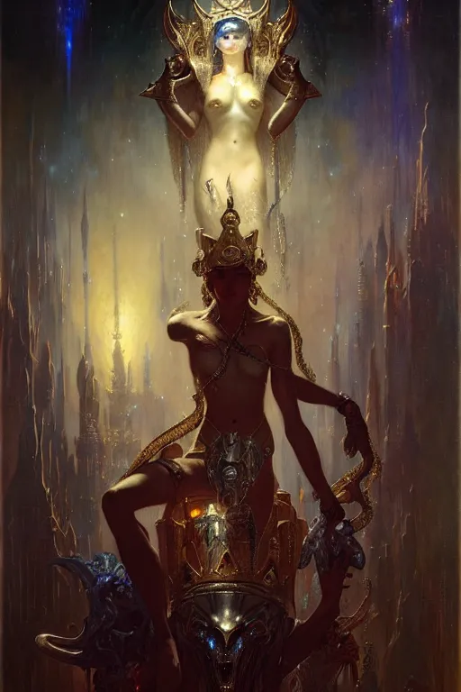 Image similar to king of diamonds by gaston bussiere, bayard wu, greg rutkowski, giger, maxim verehin