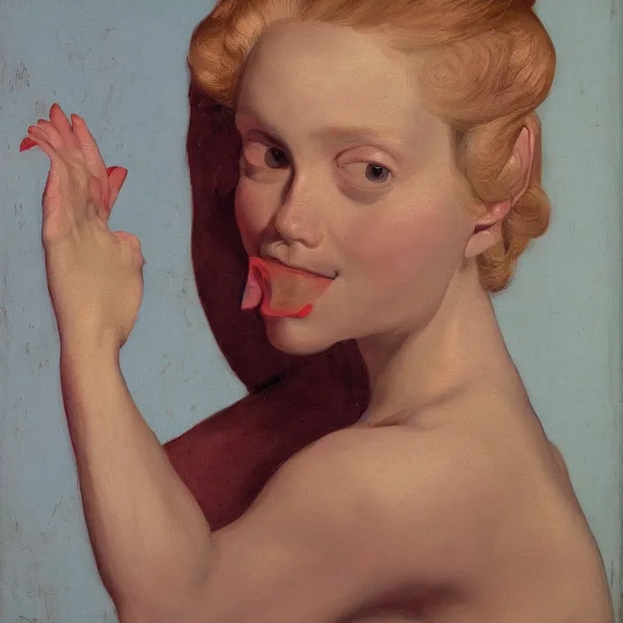 Prompt: a painting by john currin