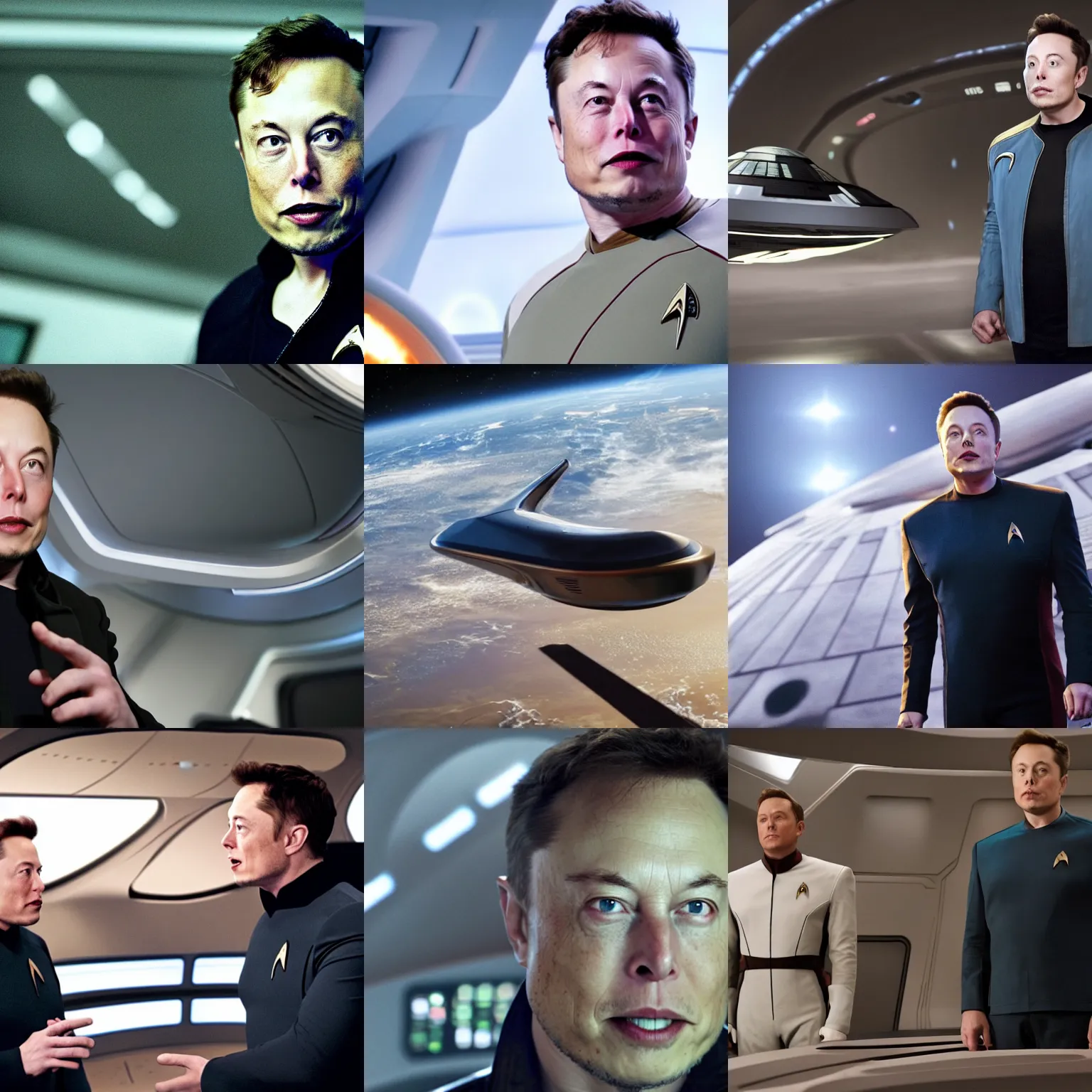 Prompt: elon musk is the captain of the starship enterprise in the new star trek movie