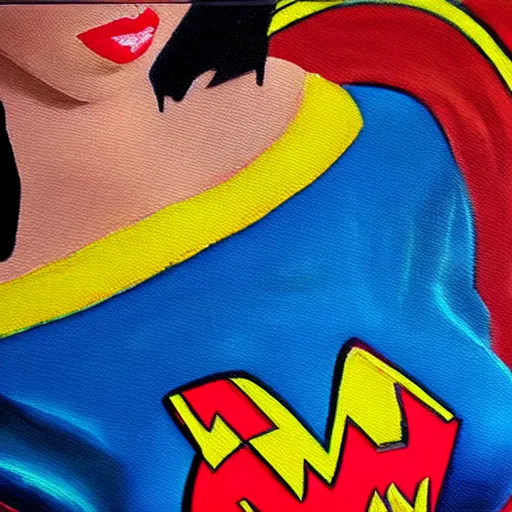 Prompt: wonder women, oil painting, highly detailed, new costume, medium close - up