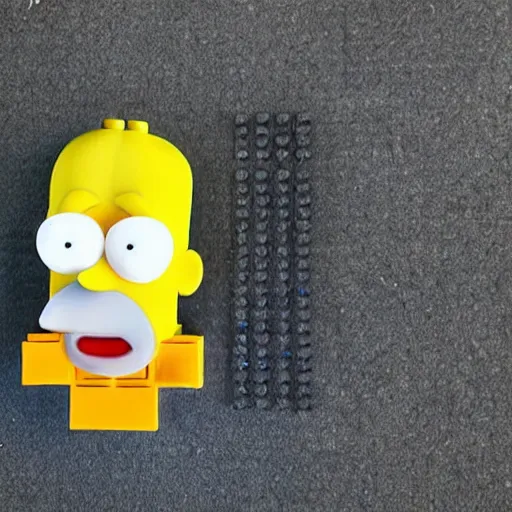 Image similar to Homer Simpson made out of LEGO blocks