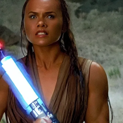 Image similar to still frame of the rock cosplaying as leah from star wars