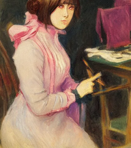 Prompt: harriet backer painting of an anime woman