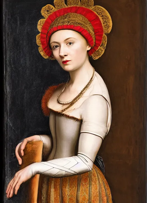 Prompt: portrait of young woman in renaissance dress and renaissance headdress, style by the ex machina