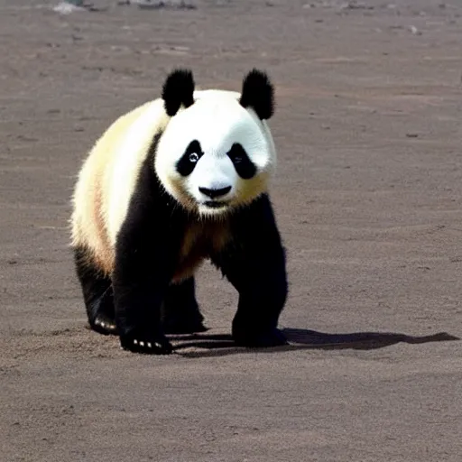 Prompt: photo of a panda astronaut on mars