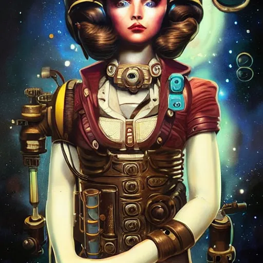 Image similar to space lofi steampunk bioshock portrait, Pixar style, by Tristan Eaton Stanley Artgerm and Tom Bagshaw.