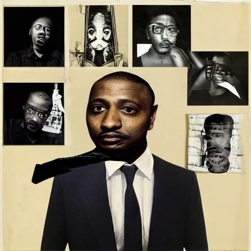 Prompt: dj rashad, collage, portrait, by toshiko okanoue