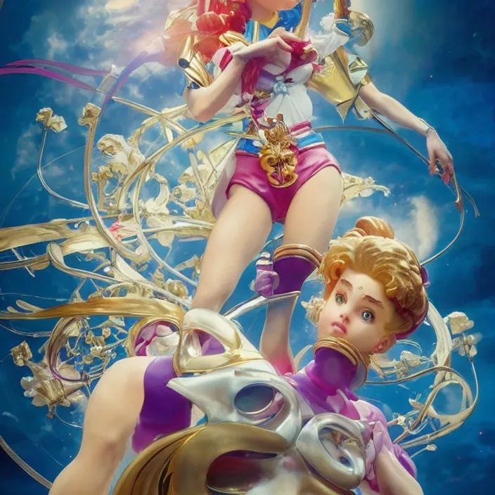 Image similar to jeff koons style sailor moon, ultra realistic, concept art, intricate details, serious, highly detailed, photorealistic, octane render, 8 k, unreal engine, art by todd mcfarlane and artgerm and greg rutkowski and alphonse mucha