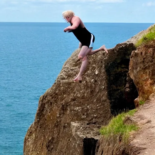 Prompt: Boris Johnson Cliff jumping