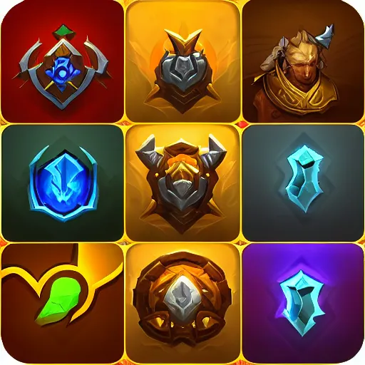 Image similar to complete icon set for a Blizzard Warcraft game