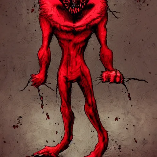 Prompt: horror red rat-man