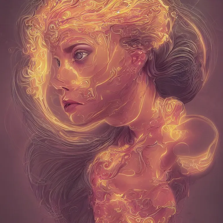 Prompt: portrait of a woman with swirling hair and fractal skin by killian eng, retrofuturism, psychedelic art reimagined by industrial light and magic