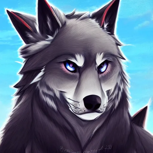 Prompt: Anime art of a furry wolf character, furry fandom, furry art, digital art, trending