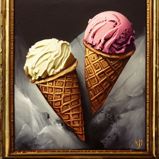 Prompt: lagomorphic lackeys of the ice cream gods ; triumphalist painting