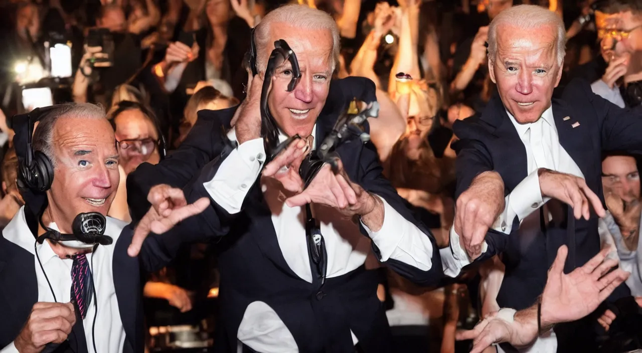 Prompt: joe biden being a dj at a club, realistic, detailed, 4 k