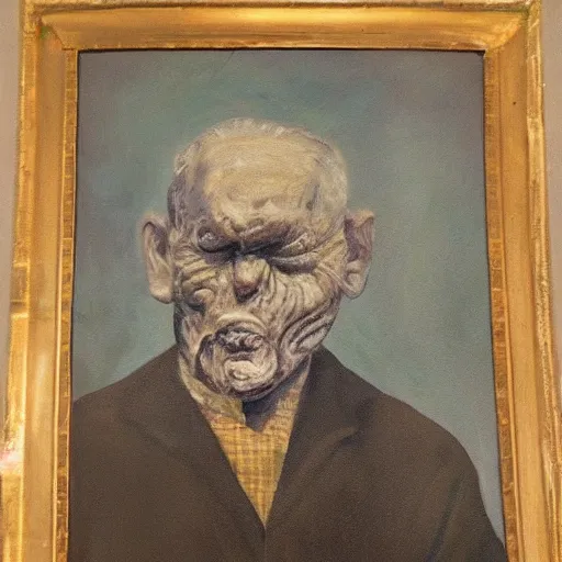 Image similar to a scary painting of a faceless old man