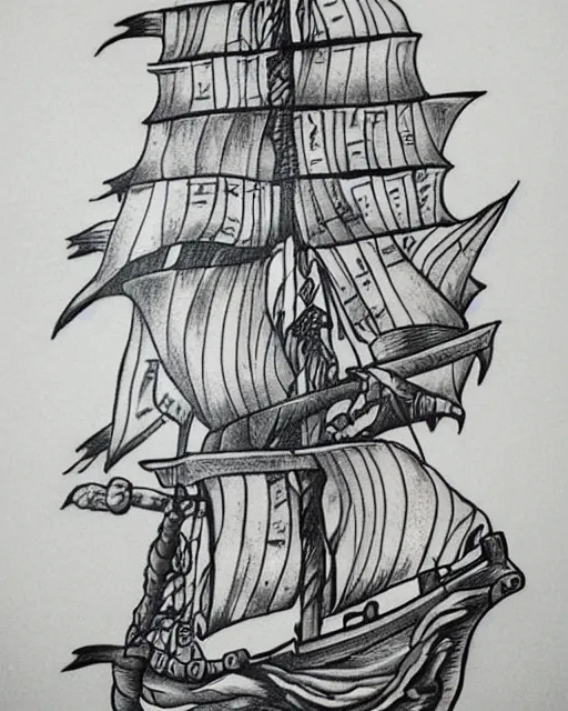 Pirate Ship Skull tattoo Sticker for Sale by viCdesign  Redbubble