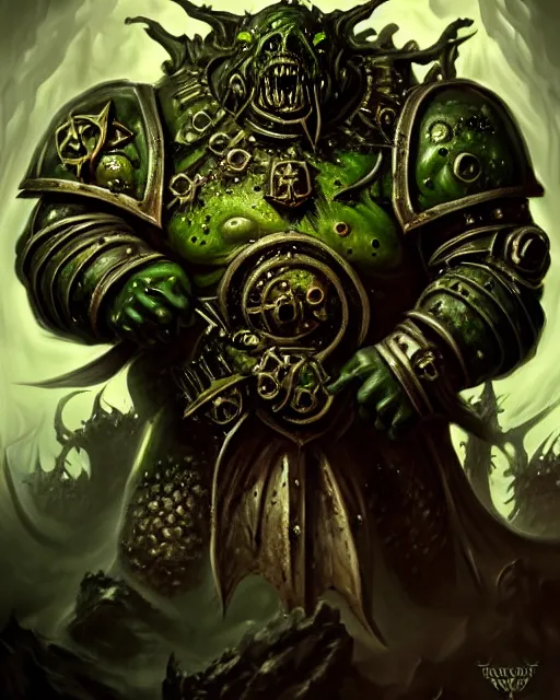 Image similar to dark fantasy, warhammer 40k chaos god nurgle with the face of alex jones, fantasy, intricate, elegant, highly detailed, digital painting, artstation, concept art, smooth, sharp focus, illustration