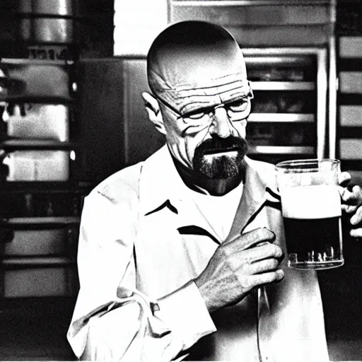 Image similar to walter white drinking milk