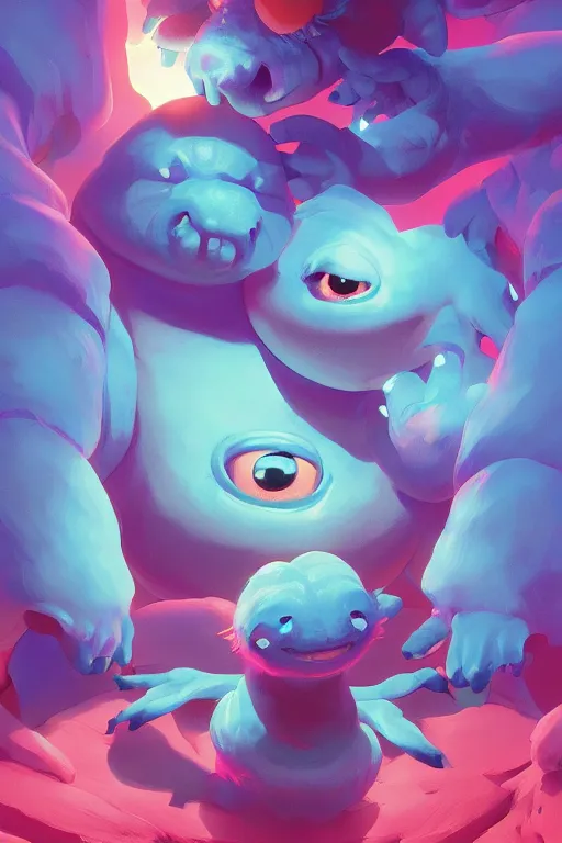 Image similar to smurf ghost creature animal sushi cristal very big eye roots cactus elemental flush of force nature micro world fluo fishscale, behance hd by jesper ejsing, by rhads, makoto shinkai and lois van baarle, ilya kuvshinov, rossdraws radiating a glowing aura global illumination ray tracing hdr